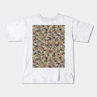 Minimalist Leaf Line Art Illustration as a Seamless Surface Pattern Design Kids T-Shirt